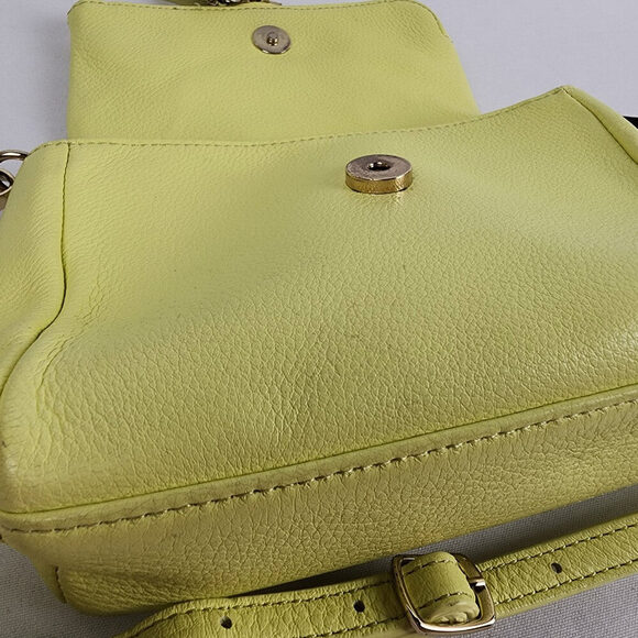 Talbots Neon Yellow Leather Crossbody Purse - Picture 7 of 13